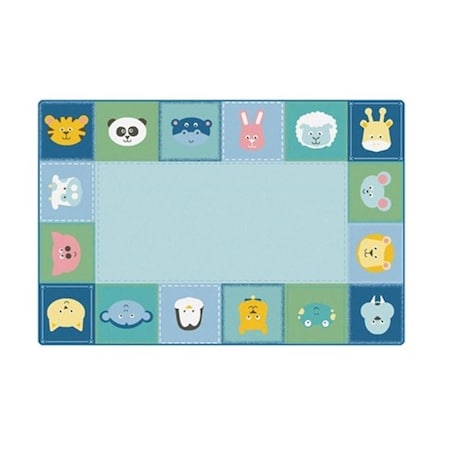 Carpets For Kids 8 x 12 ft. Kidsoft Baby Animals Border RugPrimary Rectangle 2558